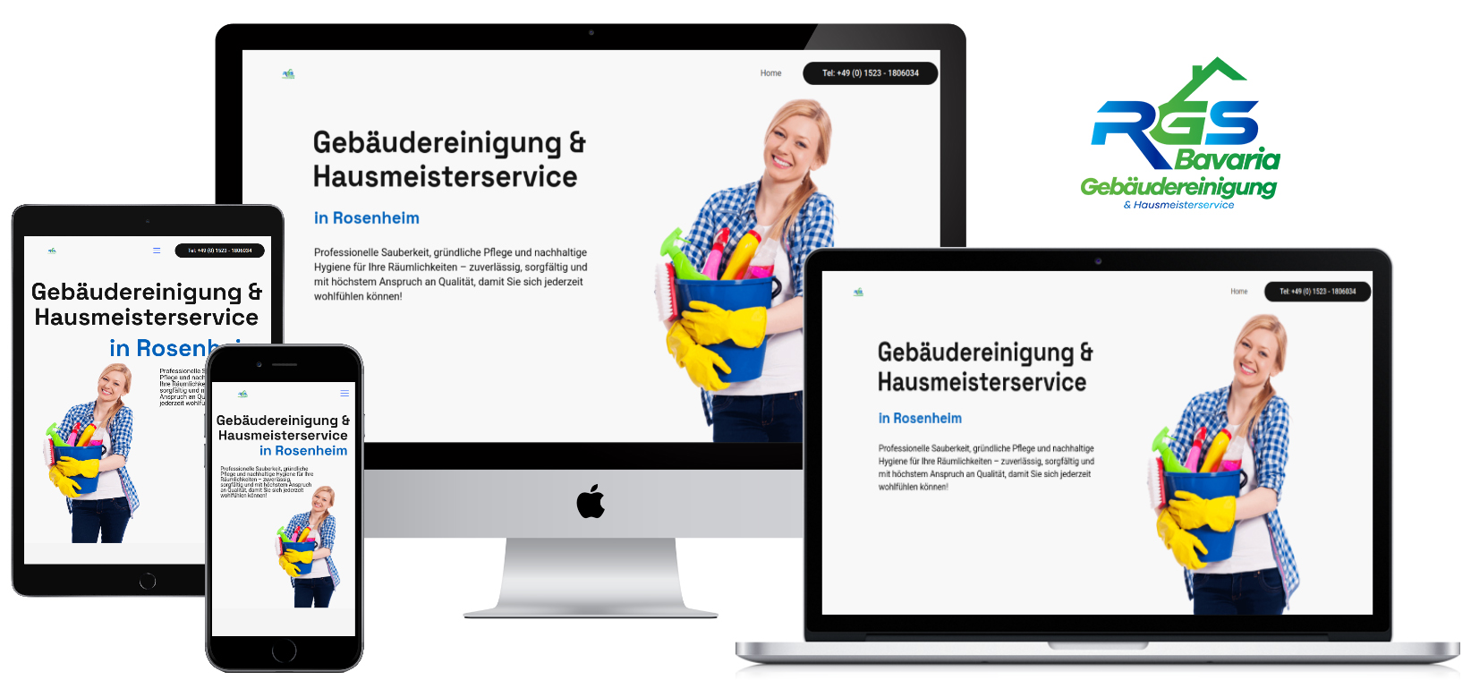 Website-Referenz RGS Bavaria Reinigungsdienst auf Laptop, Tablet und Smartphone